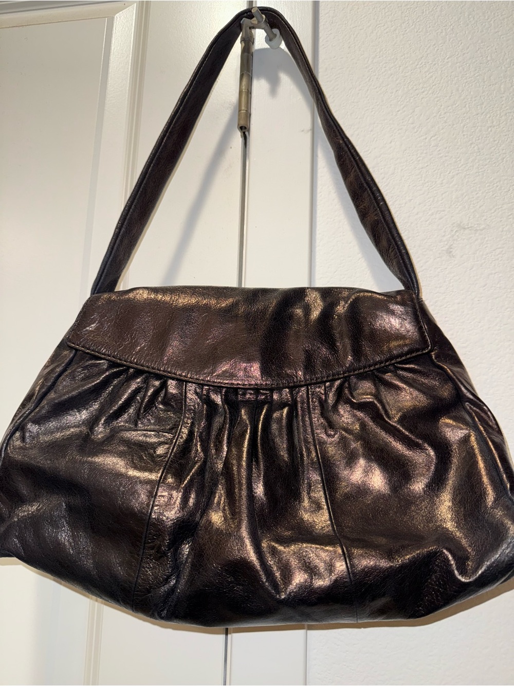 HOBO Metallic Shiny Leather Shoulder Bag
